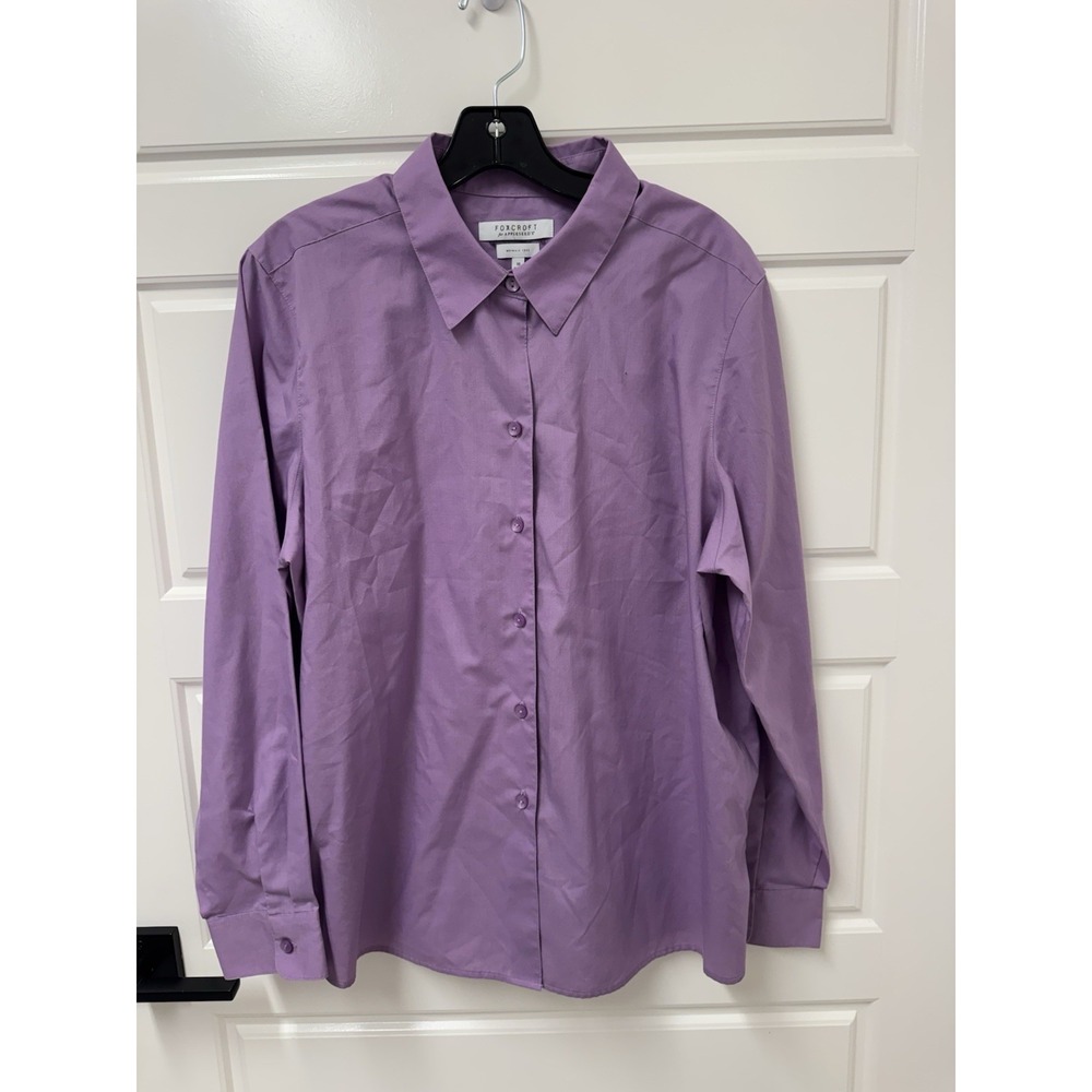FOXCROFT Appleseed Purple Wrinkle Free Blouse Top 48Chest 27Long Sz 18 Shaped